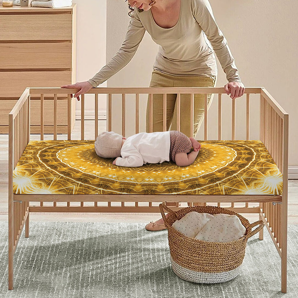Gold Lights Kaleidoscope Print Baby Crib Sheet