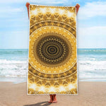 Gold Lights Kaleidoscope Print Beach Towel