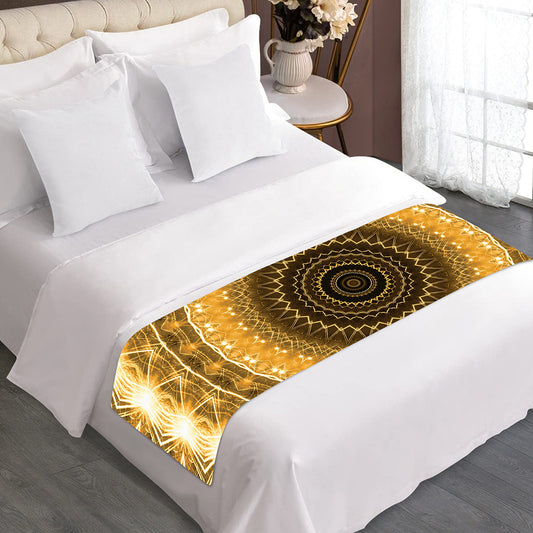 Gold Lights Kaleidoscope Print Bed Runner