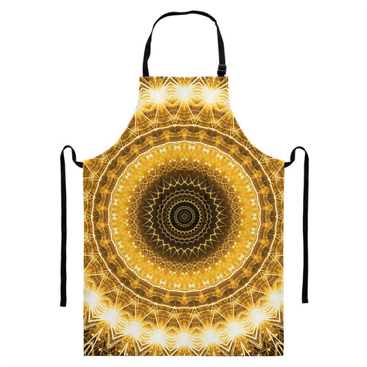 Gold Lights Kaleidoscope Print Bib Apron With Pocket