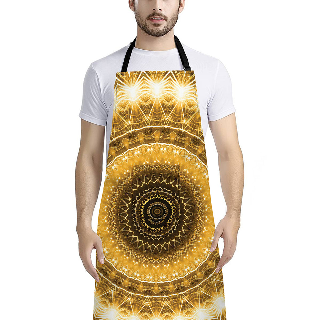 Gold Lights Kaleidoscope Print Bib Apron With Pocket