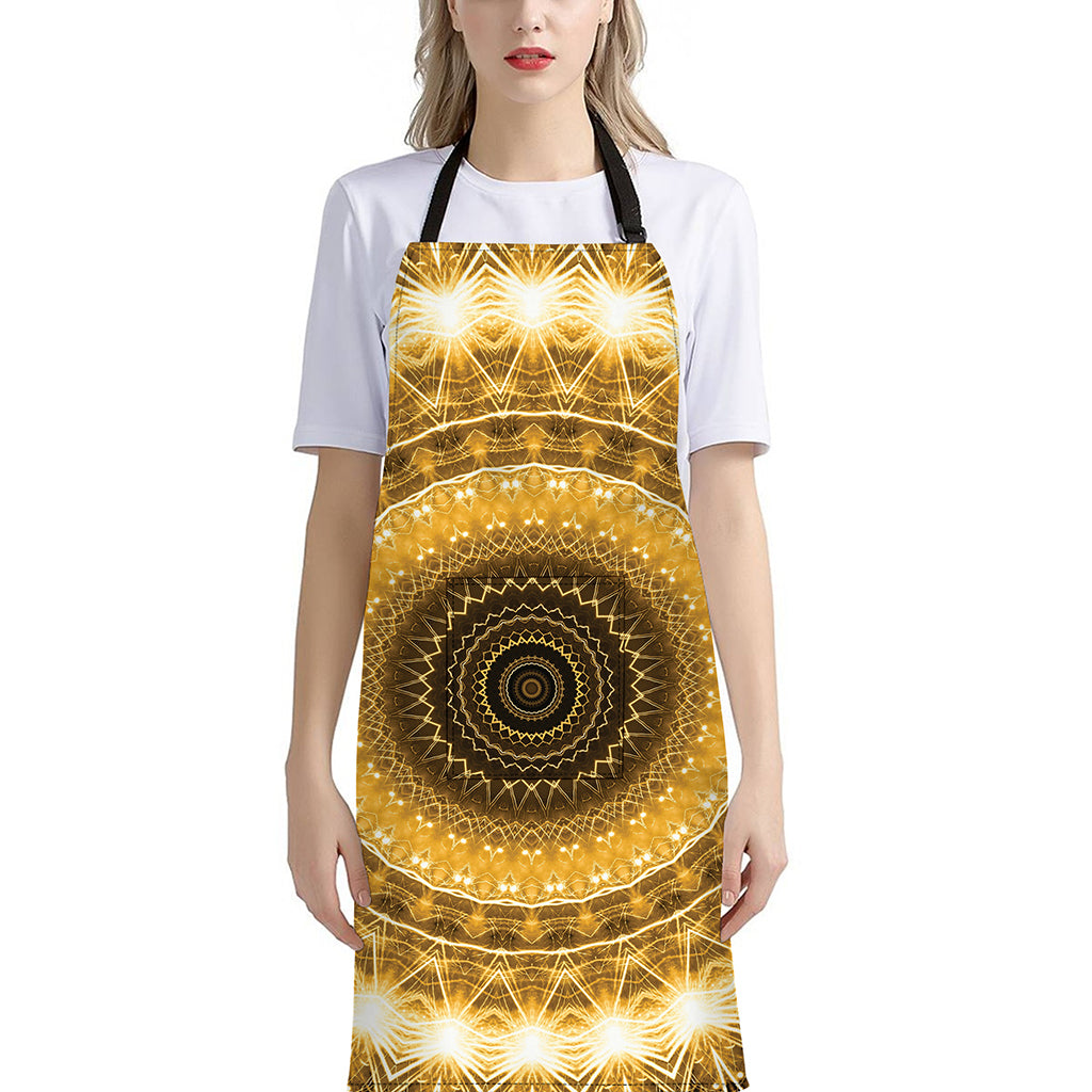 Gold Lights Kaleidoscope Print Bib Apron With Pocket