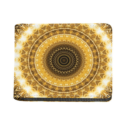 Gold Lights Kaleidoscope Print Bifold Wallet