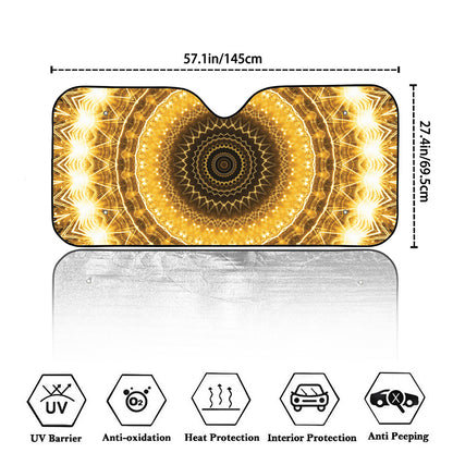 Gold Lights Kaleidoscope Print Car Windshield Sun Shade