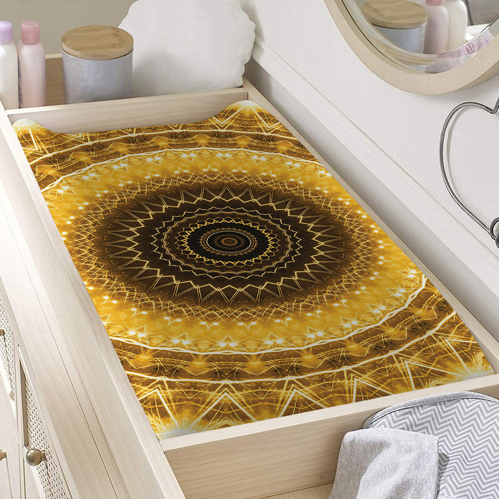 Gold Lights Kaleidoscope Print Changing Pad Cover