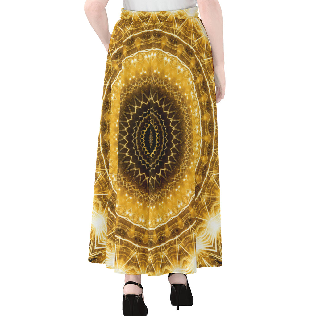 Gold Lights Kaleidoscope Print Chiffon Maxi Skirt
