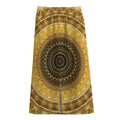 Gold Lights Kaleidoscope Print Cotton Front Slit Maxi Skirt