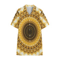 Gold Lights Kaleidoscope Print Cotton Hawaiian Shirt