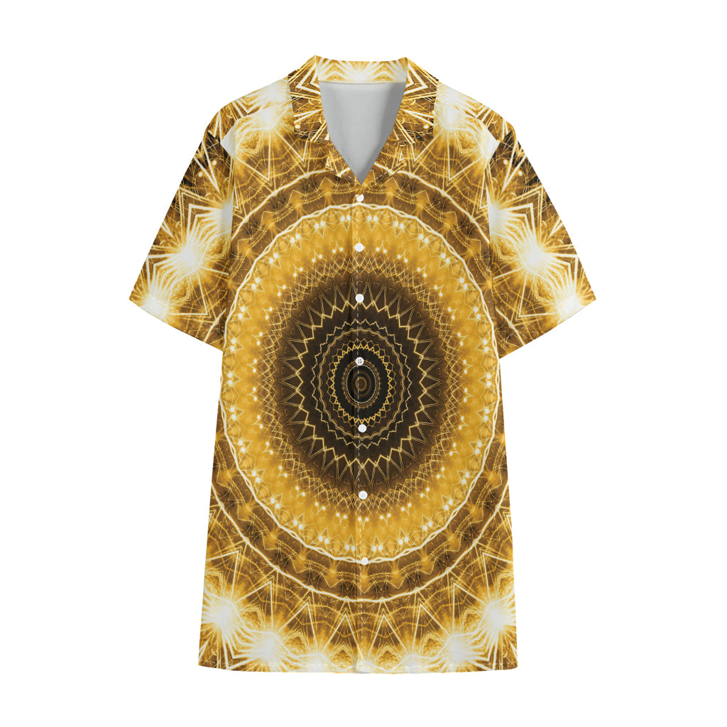 Gold Lights Kaleidoscope Print Cotton Hawaiian Shirt