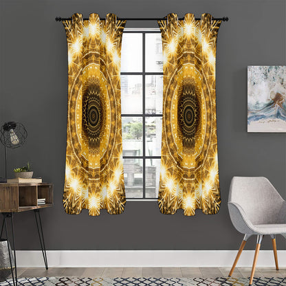 Gold Lights Kaleidoscope Print Curtain