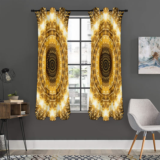 Gold Lights Kaleidoscope Print Curtain