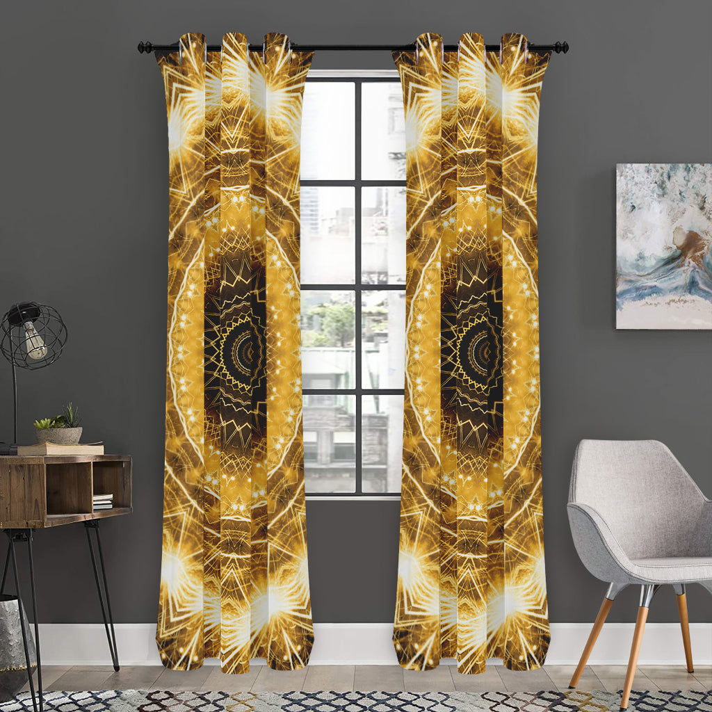Gold Lights Kaleidoscope Print Curtain
