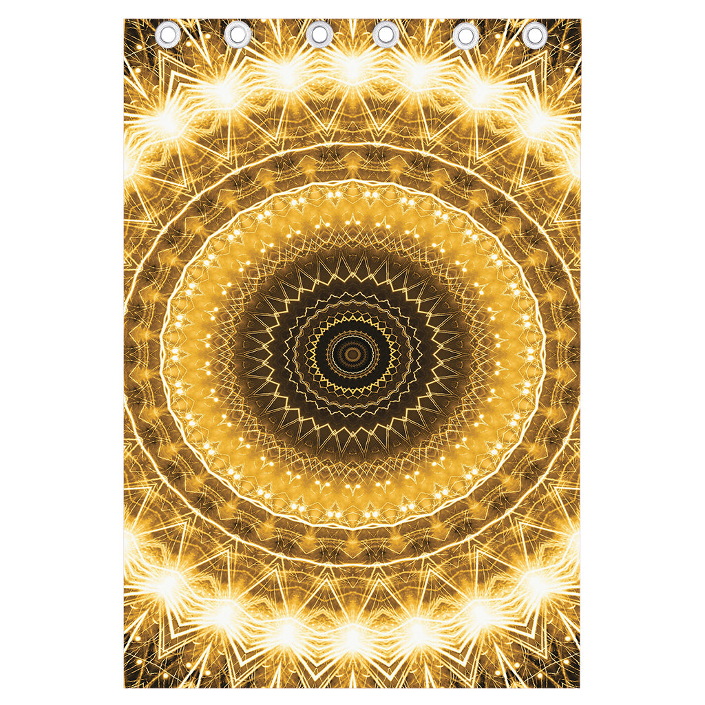 Gold Lights Kaleidoscope Print Curtain
