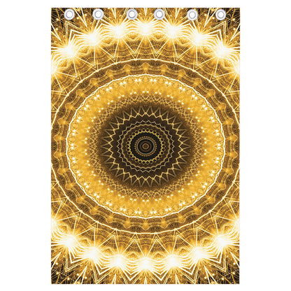 Gold Lights Kaleidoscope Print Curtain