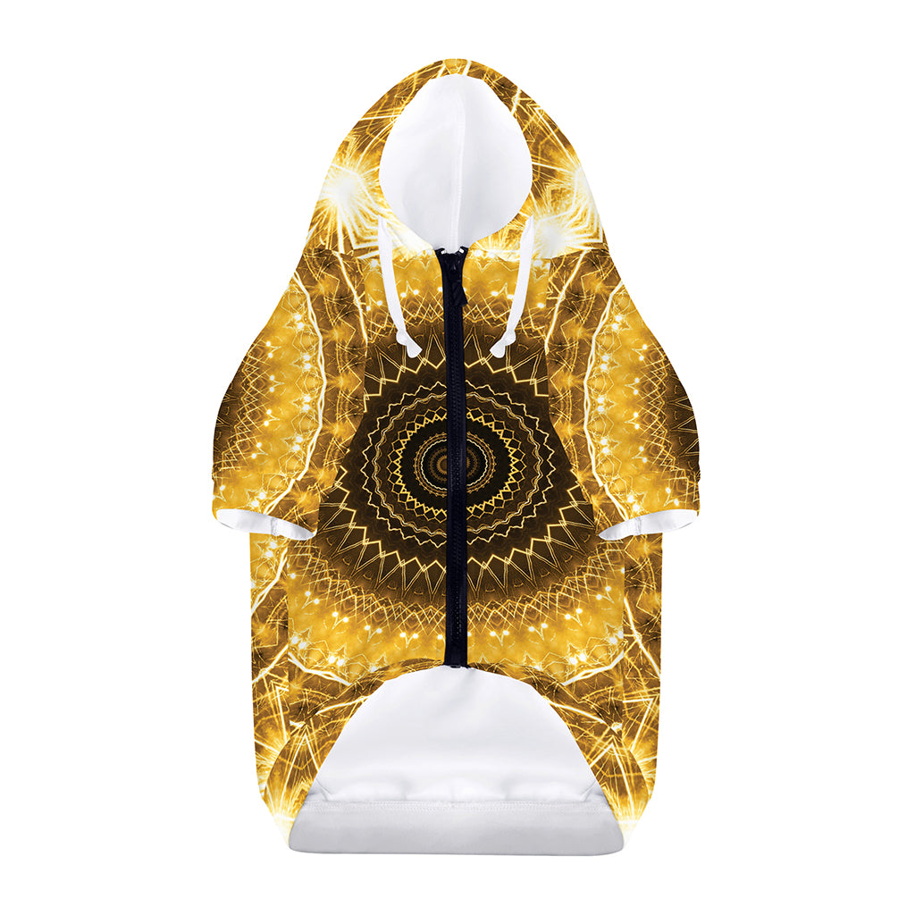 Gold Lights Kaleidoscope Print Dog Zip Up Hoodie