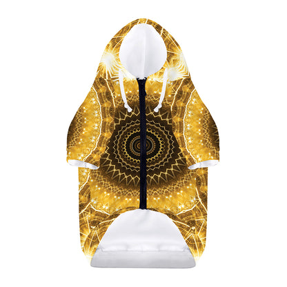 Gold Lights Kaleidoscope Print Dog Zip Up Hoodie