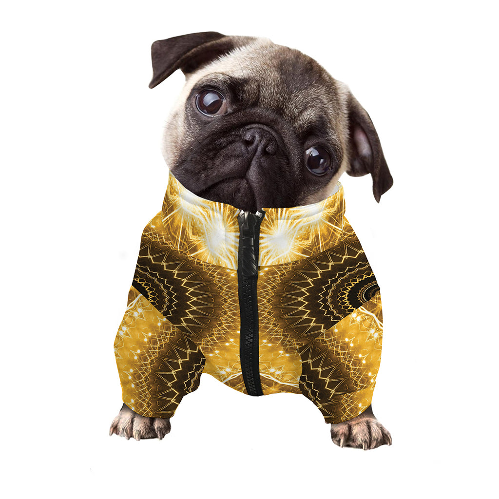 Gold Lights Kaleidoscope Print Dog Zip Up Jacket