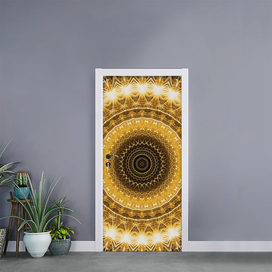 Gold Lights Kaleidoscope Print Door Sticker
