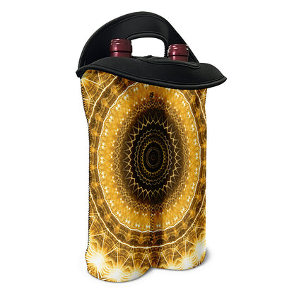 Gold Lights Kaleidoscope Print Double Neoprene Wine Tote