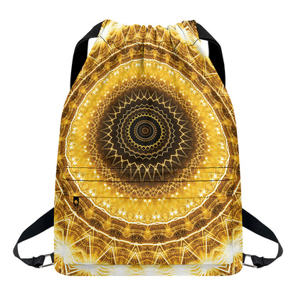 Gold Lights Kaleidoscope Print Drawstring Backpack