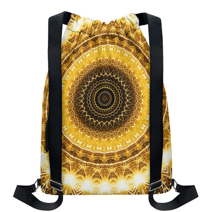 Gold Lights Kaleidoscope Print Drawstring Backpack