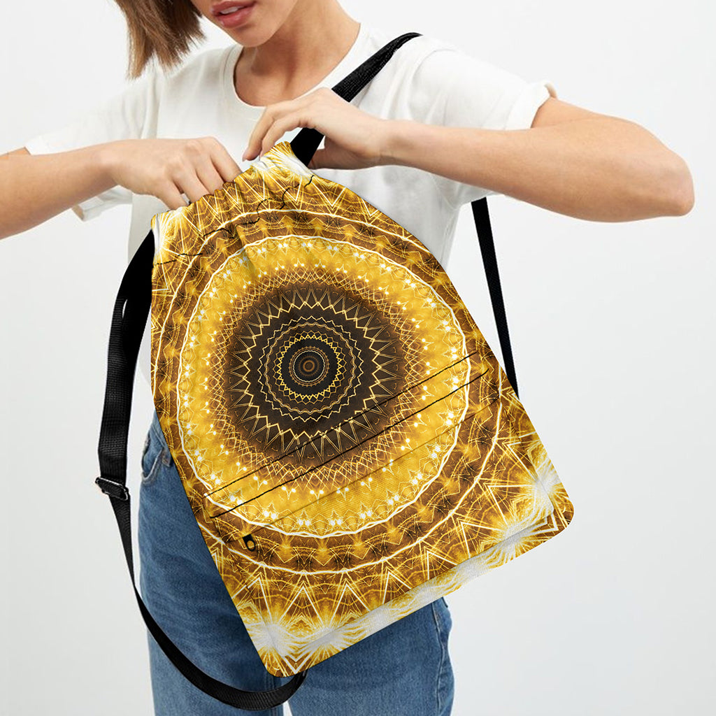 Gold Lights Kaleidoscope Print Drawstring Backpack