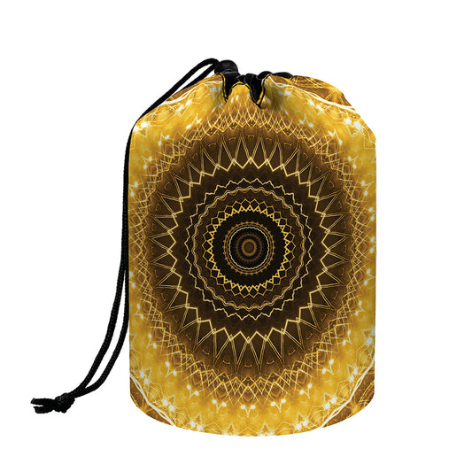 Gold Lights Kaleidoscope Print Drawstring Makeup Bag