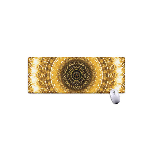 Gold Lights Kaleidoscope Print Extended Mouse Pad