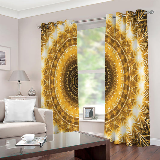 Gold Lights Kaleidoscope Print Extra Wide Grommet Curtains