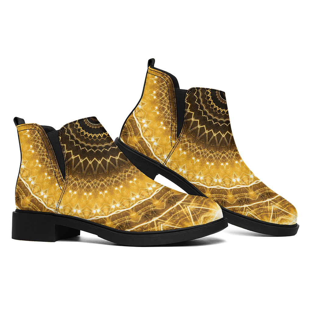 Gold Lights Kaleidoscope Print Flat Ankle Boots