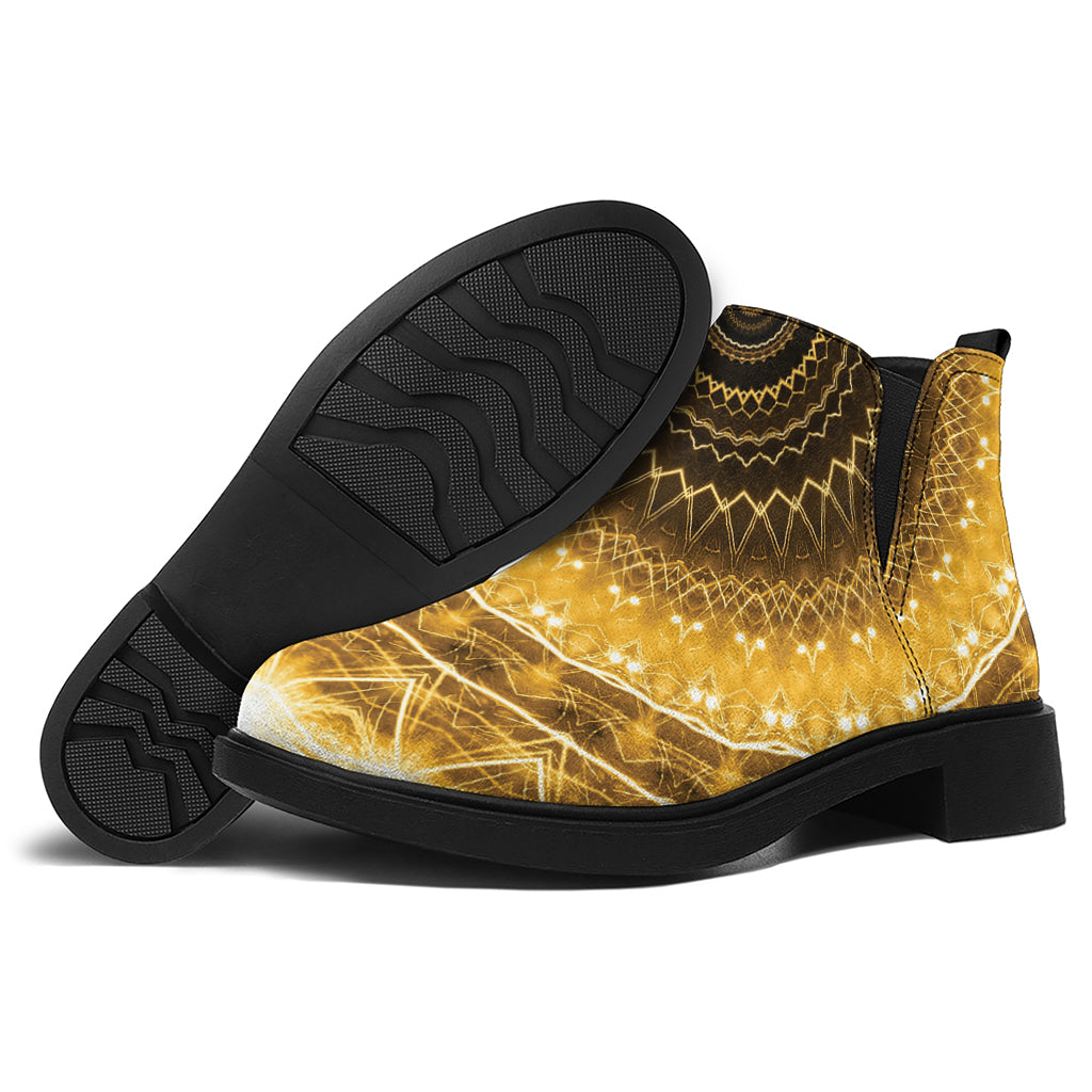 Gold Lights Kaleidoscope Print Flat Ankle Boots