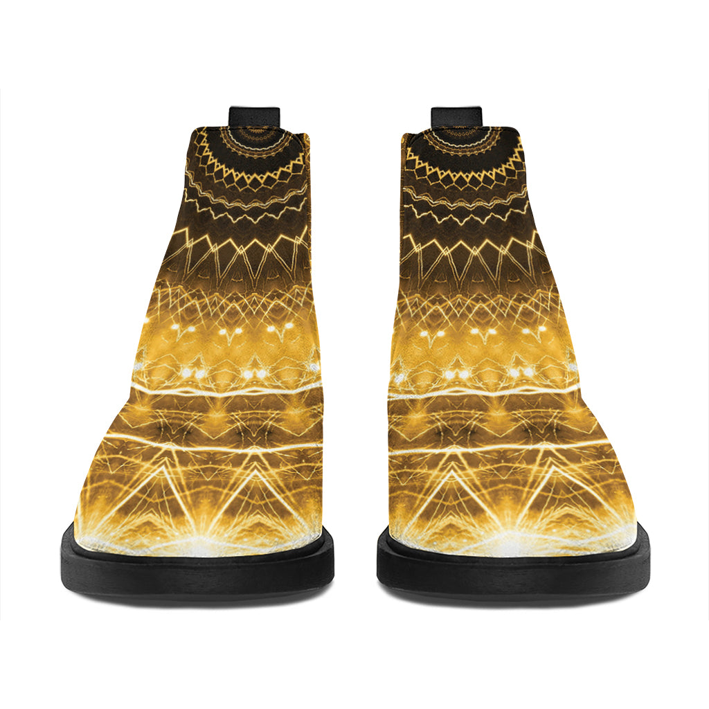Gold Lights Kaleidoscope Print Flat Ankle Boots