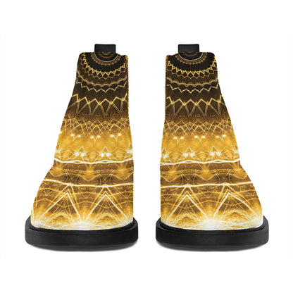 Gold Lights Kaleidoscope Print Flat Ankle Boots
