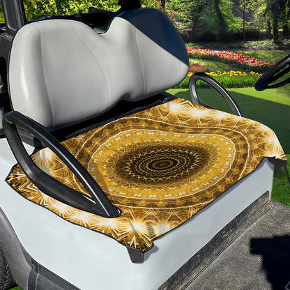 Gold Lights Kaleidoscope Print Golf Cart Seat Cover