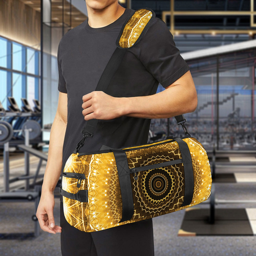 Gold Lights Kaleidoscope Print Gym Bag