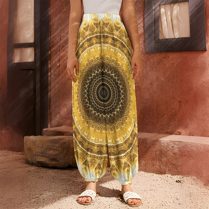 Gold Lights Kaleidoscope Print Harem Pants