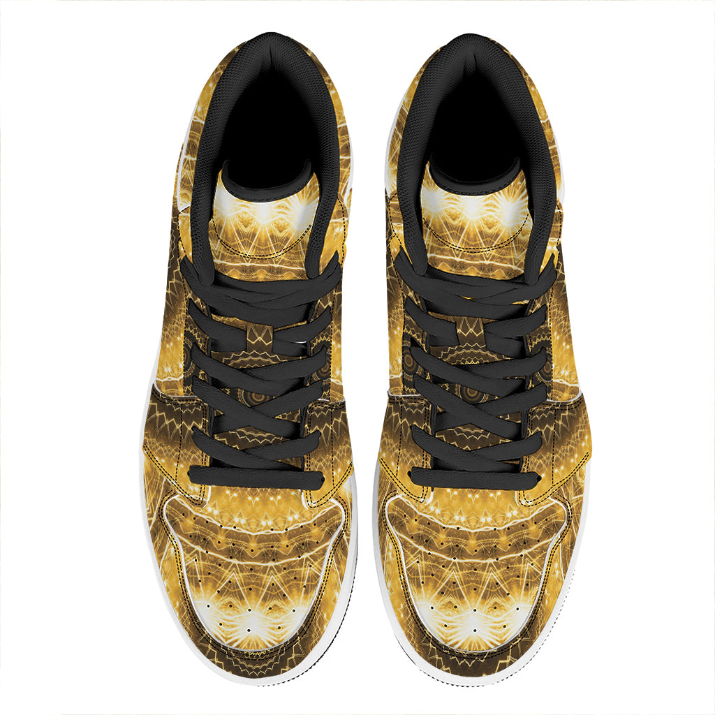 Gold Lights Kaleidoscope Print High Top Leather Sneakers