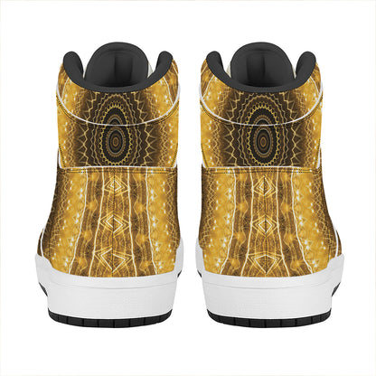Gold Lights Kaleidoscope Print High Top Leather Sneakers