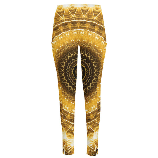 Gold Lights Kaleidoscope Print High-Waisted Pocket Leggings