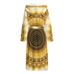 Gold Lights Kaleidoscope Print Hooded Bathrobe