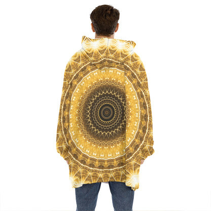 Gold Lights Kaleidoscope Print Hoodie Blanket