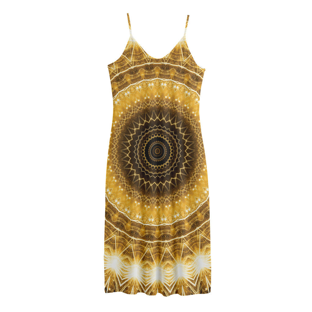 Gold Lights Kaleidoscope Print Jersey Midi Cami Dress