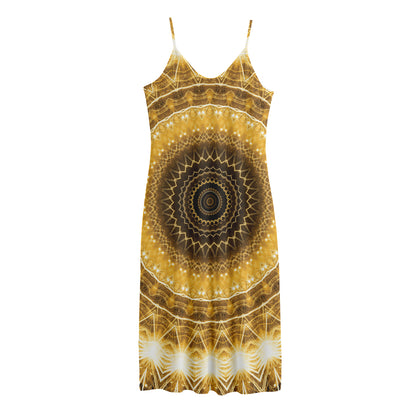 Gold Lights Kaleidoscope Print Jersey Midi Cami Dress