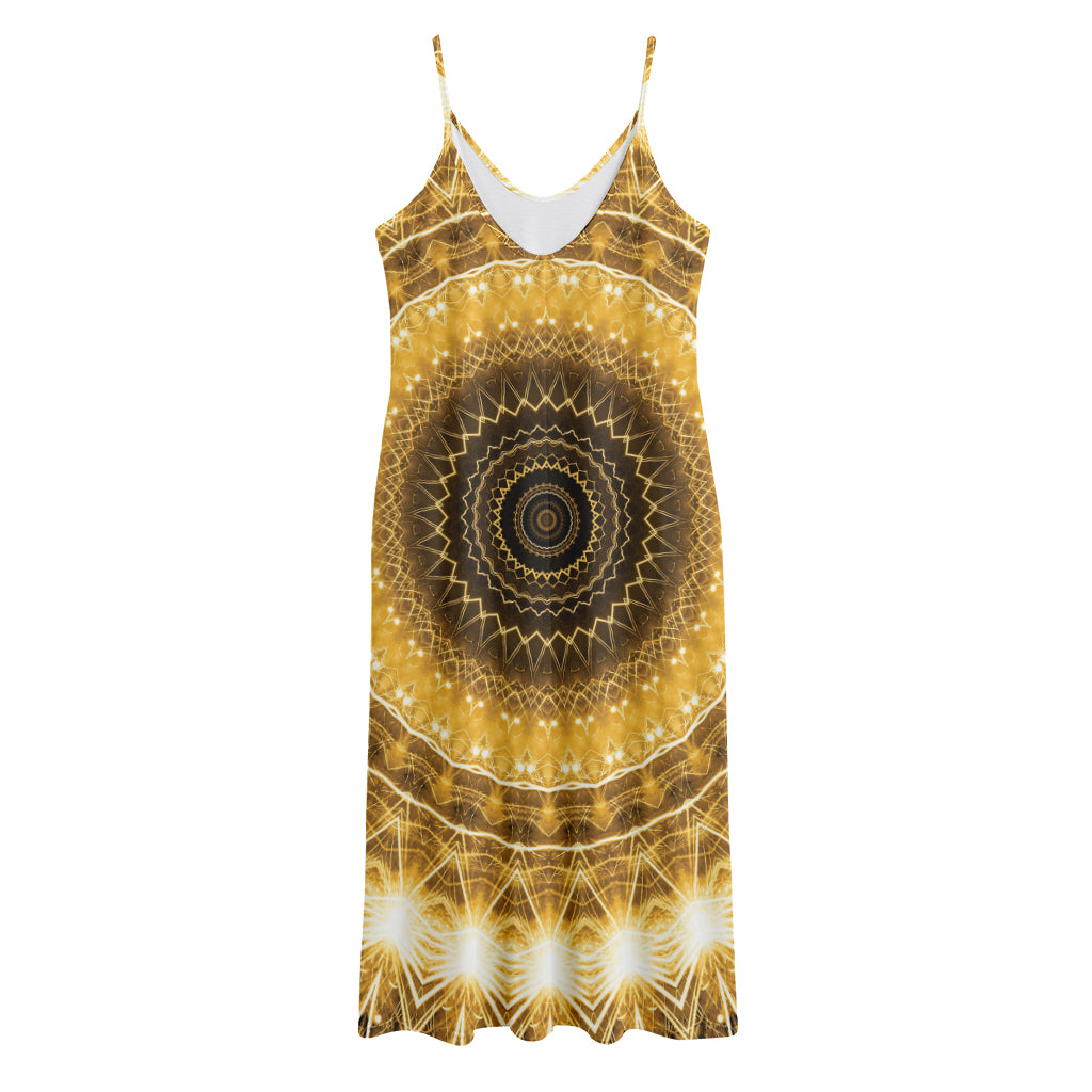 Gold Lights Kaleidoscope Print Jersey Midi Cami Dress