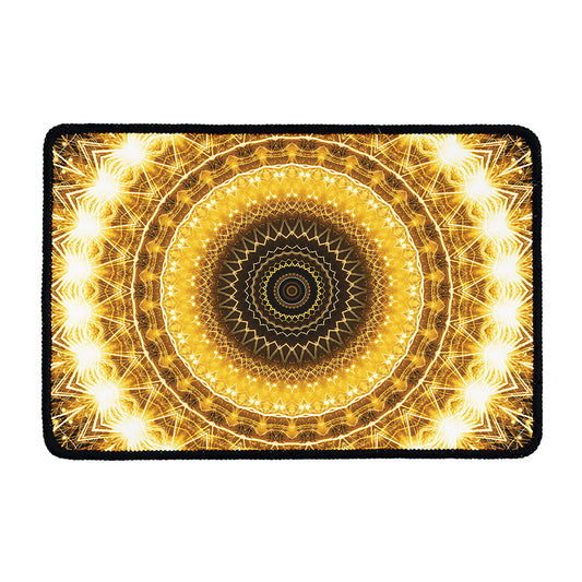 Gold Lights Kaleidoscope Print Kitchen Mat