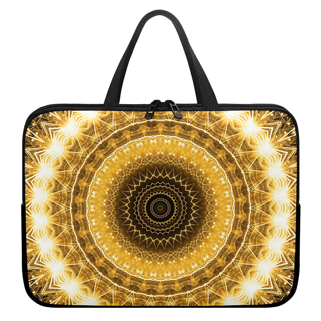 Gold Lights Kaleidoscope Print Laptop Sleeve With Handle