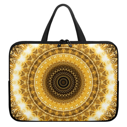 Gold Lights Kaleidoscope Print Laptop Sleeve With Handle