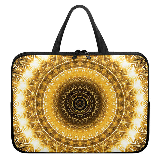Gold Lights Kaleidoscope Print Laptop Sleeve With Handle