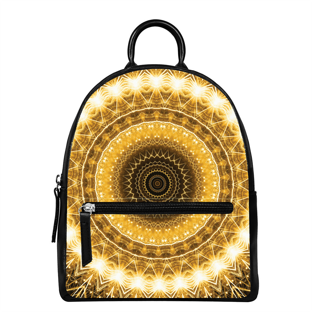 Gold Lights Kaleidoscope Print Leather Backpack