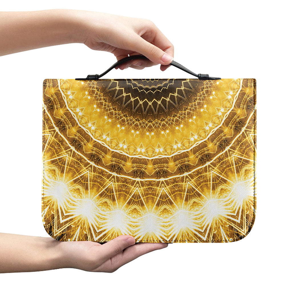 Gold Lights Kaleidoscope Print Leather Bible Cover